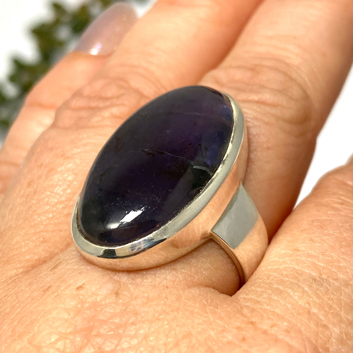 Iolite Sunstone Oval Cabochon Ring Size 8.5 PRGJ661