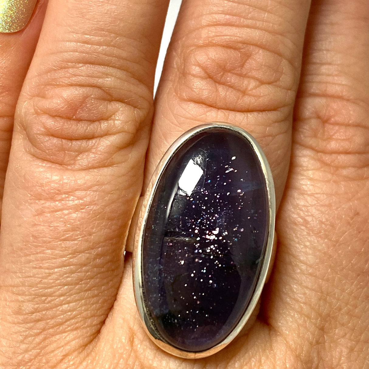 Iolite Sunstone Oval Cabochon Ring Size 8.5 PRGJ661