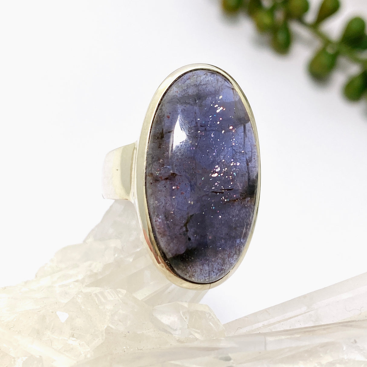 Iolite Sunstone Oval Cabochon Ring Size 8.5 PRGJ661