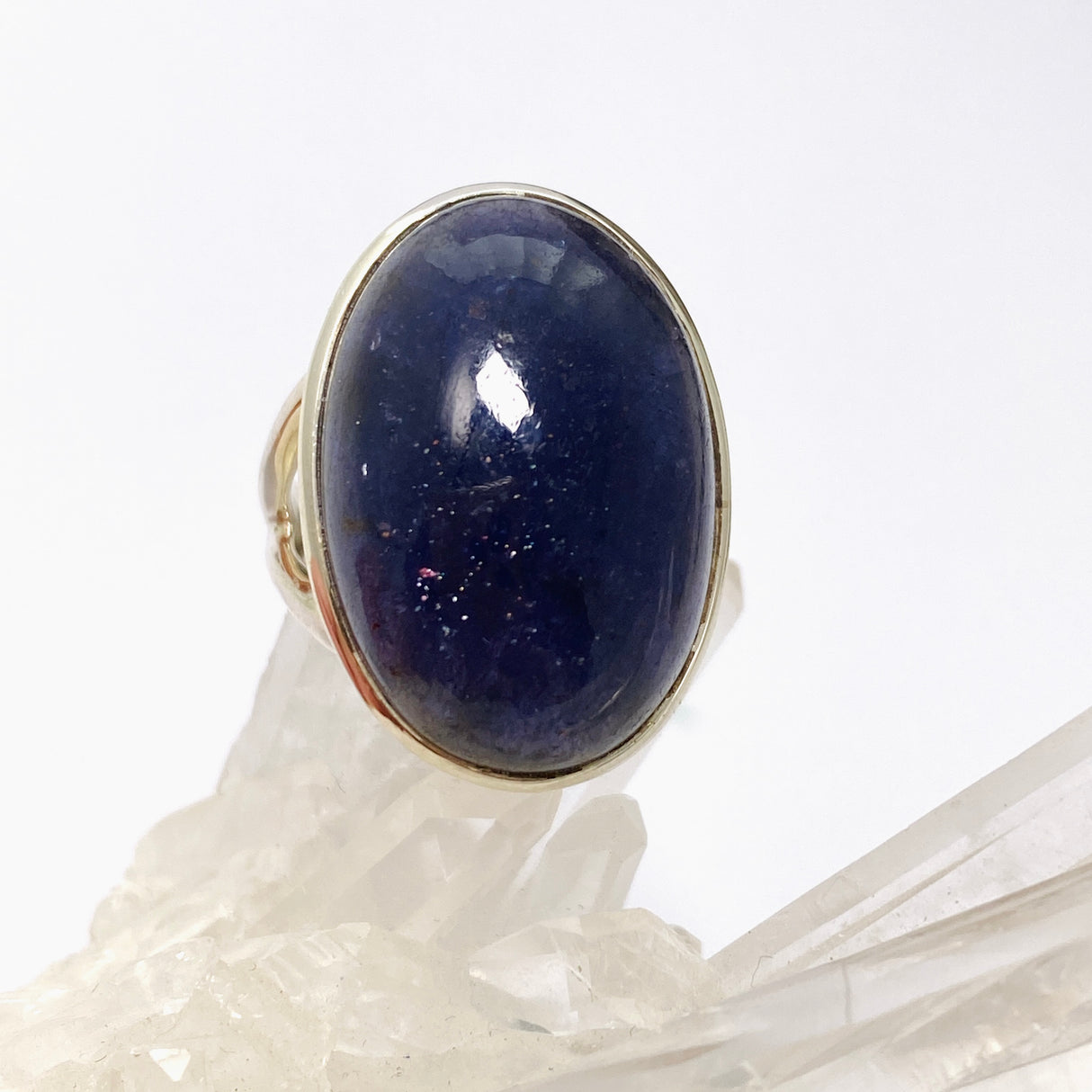 Iolite Sunstone Oval Cabochon Split Band Ring Size 6.5 PRGJ662