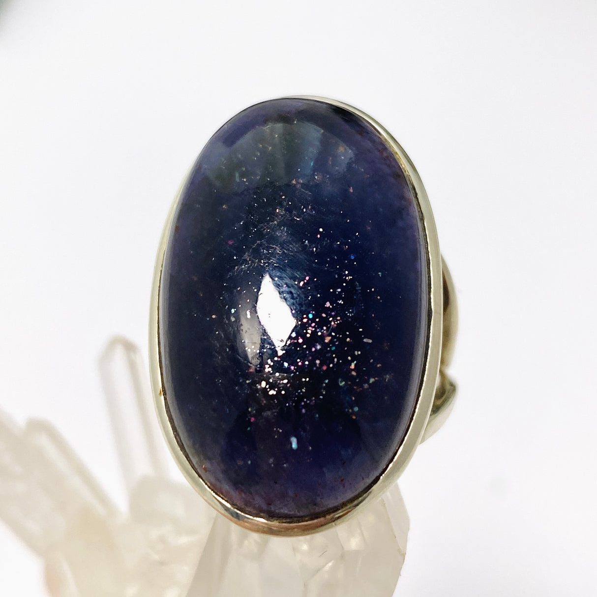 Iolite Sunstone Oval Cabochon Split Band Ring Size 8.5 PRGJ663