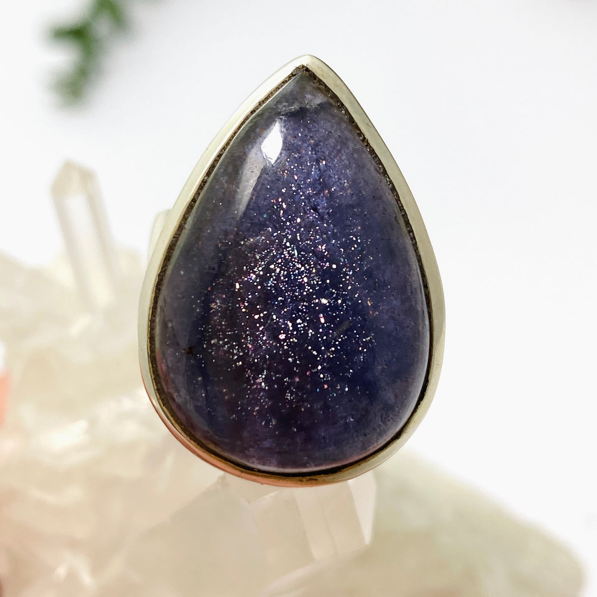 Iolite Sunstone Teardrop Cabochon Ring Size 6.5 PRGJ668