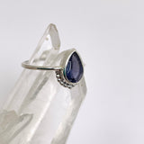 Ioilite Teardrop fine band ring R3800-IOL