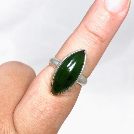 Jade Nephrite (Siberian) Marquise Ring Size 8.5 PRGJ409 - Nature's Magick