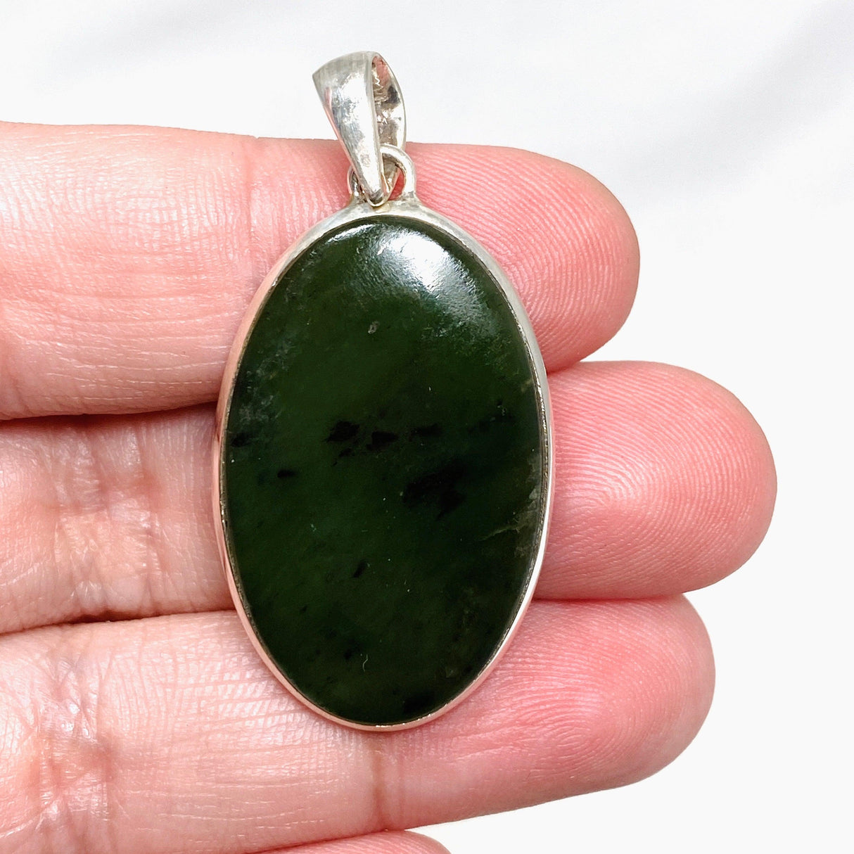 Jade Nephrite (Siberian) Oval Pendant PPGJ668 - Nature's Magick