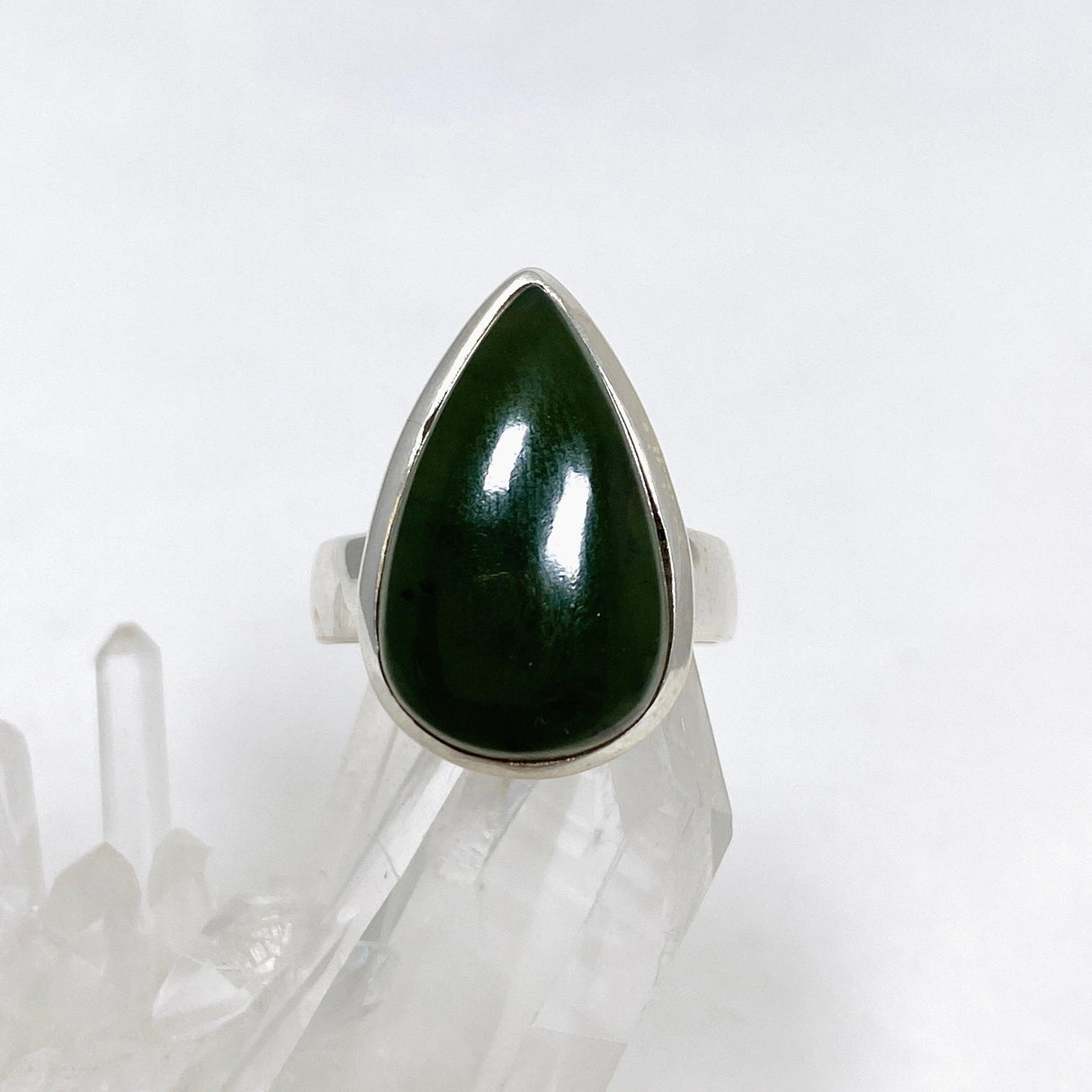 Jade Nephrite (Siberian) Teardrop Ring Size 8.5 PRGJ406 - Nature's Magick