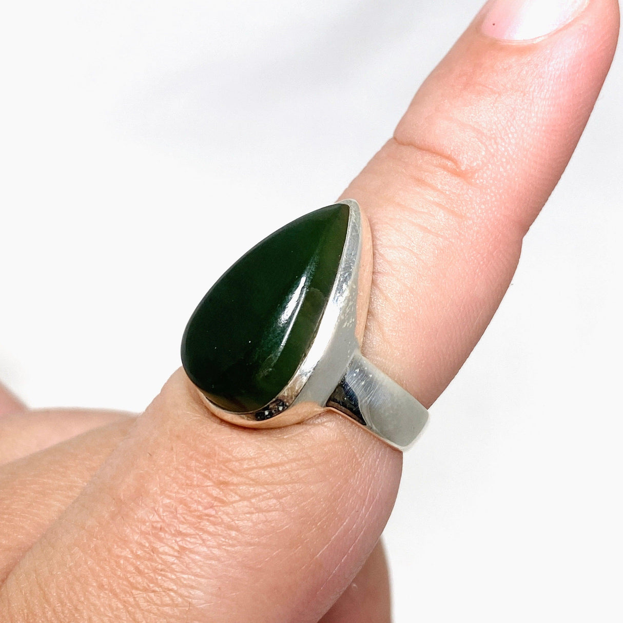 Jade Nephrite (Siberian) Teardrop Ring Size 8.5 PRGJ406 - Nature's Magick