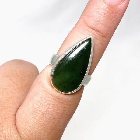 Jade Nephrite (Siberian) Teardrop Ring Size 8 PRGJ408 - Nature's Magick