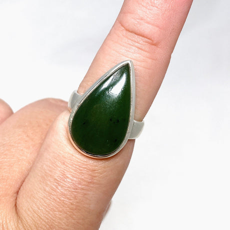 Jade Nephrite (Siberian) Teardrop Ring Size 9.5 PRGJ405 - Nature's Magick