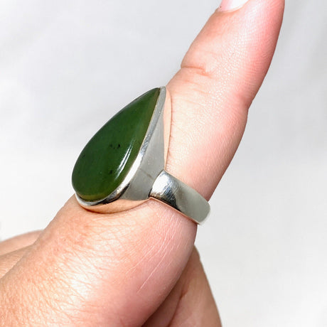 Jade Nephrite (Siberian) Teardrop Ring Size 9.5 PRGJ405 - Nature's Magick