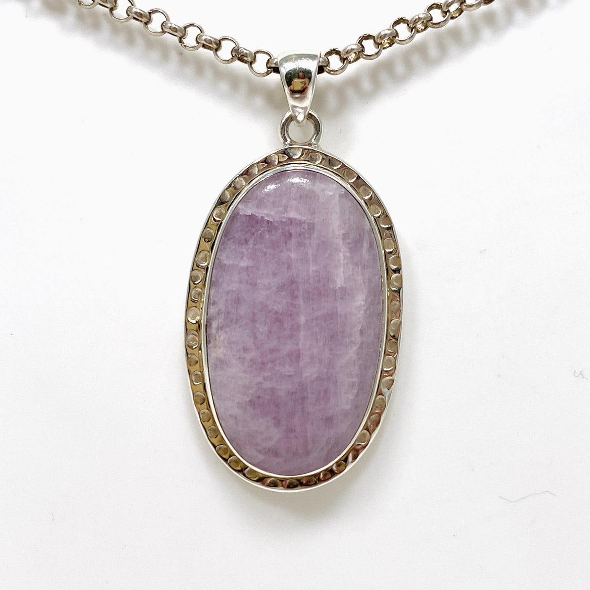 Kunzite Oval Pendant in a Decorative Setting KPGJ4302 - Nature's Magick