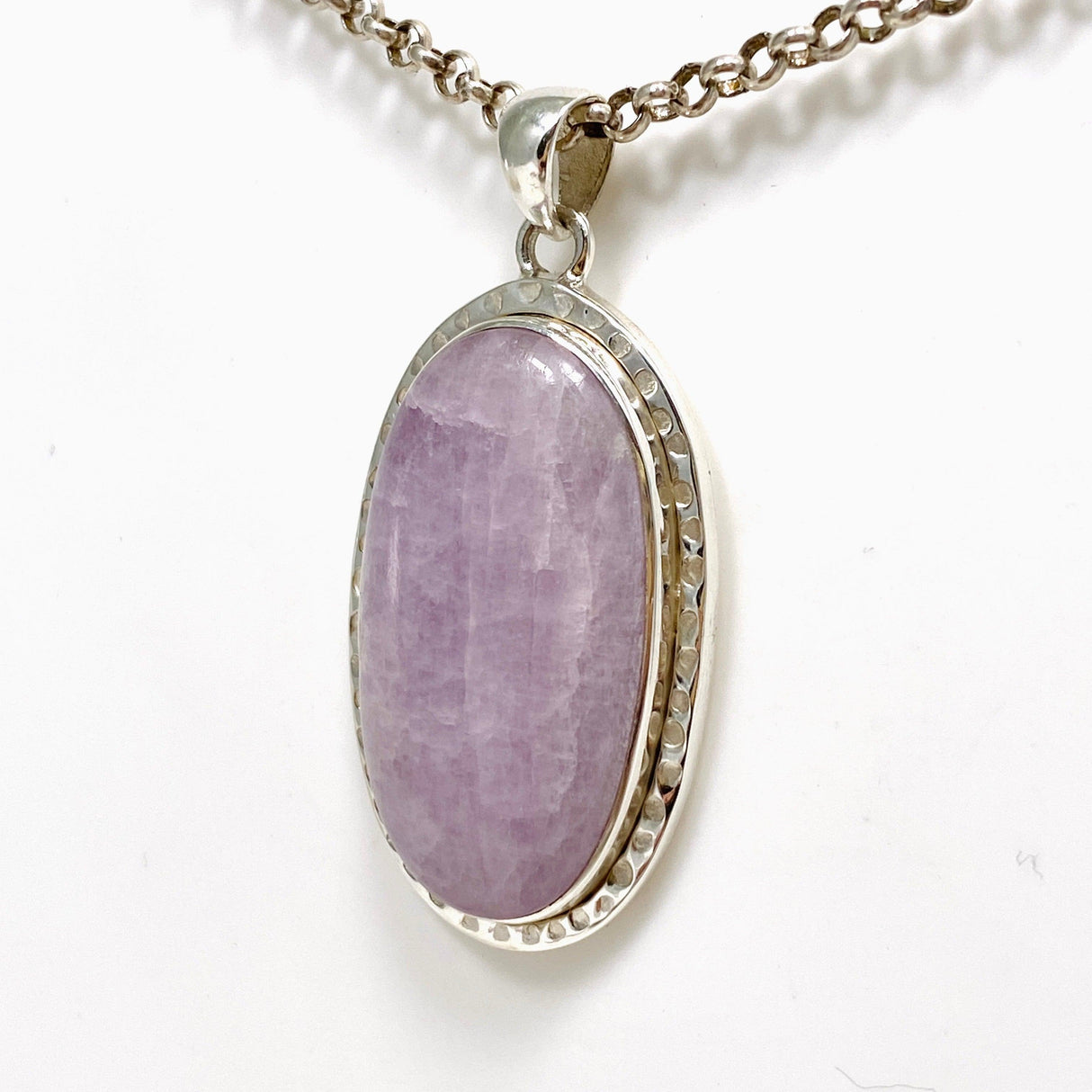 Kunzite Oval Pendant in a Decorative Setting KPGJ4302 - Nature's Magick