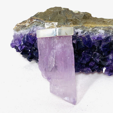 Kunzite Raw Crystal Pendant PPGJ529 - Nature's Magick