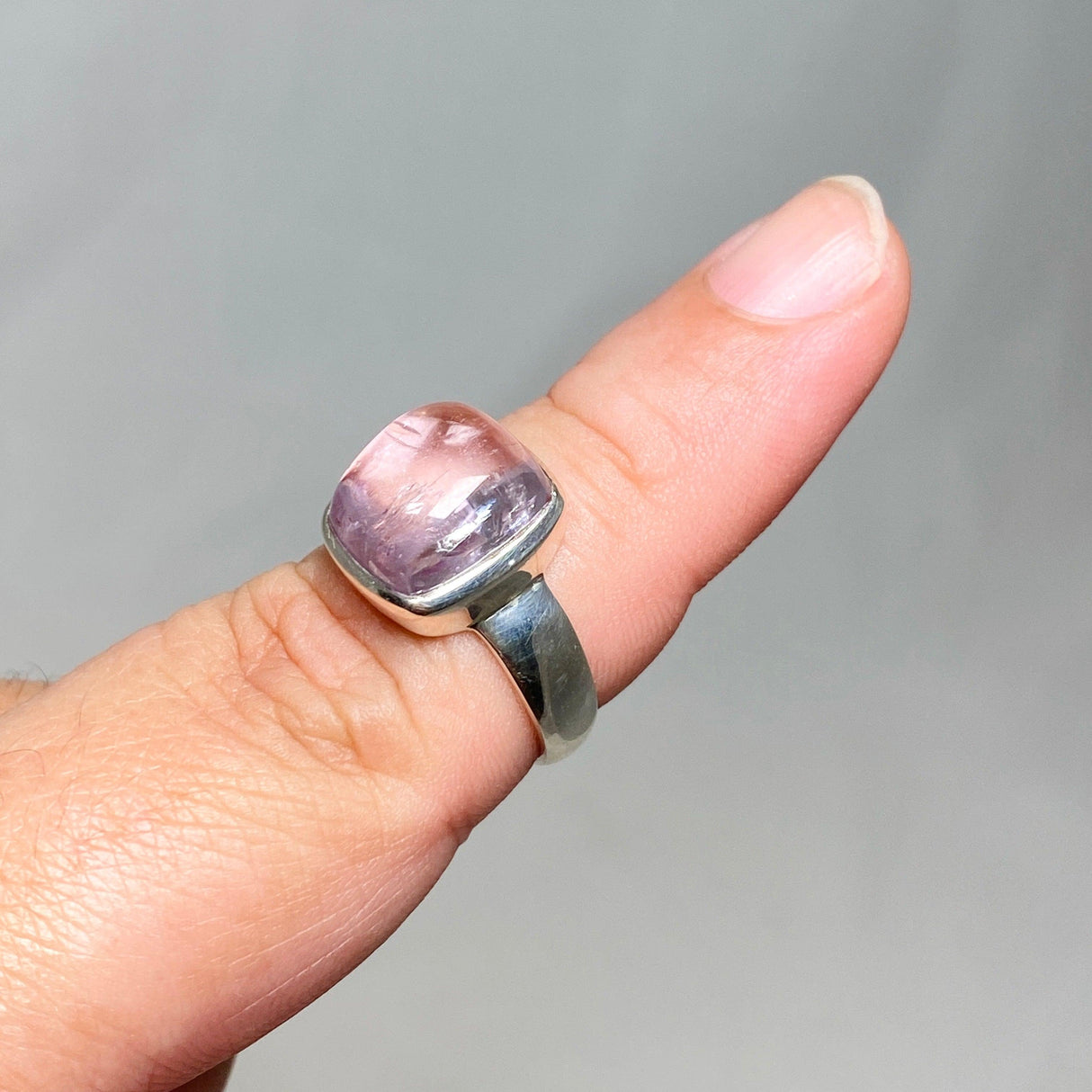 Kunzite Square Ring Size 7.5 PRGJ454 - Nature's Magick