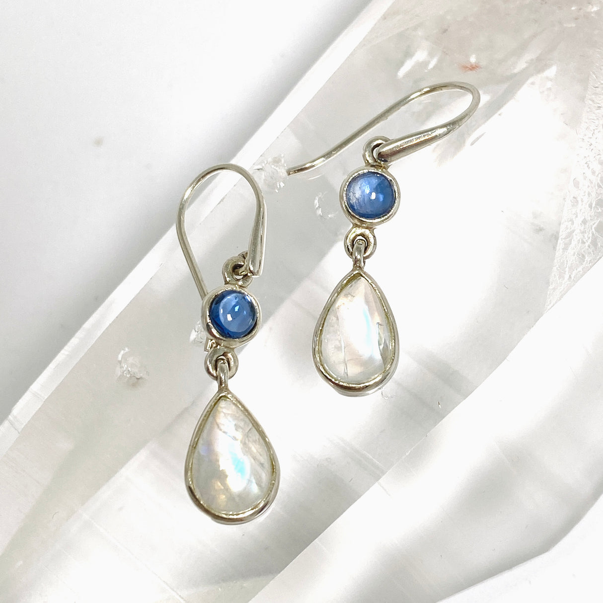 Moonstone and Kyanite Cabochon Multi-stone Earrings PEGJ343