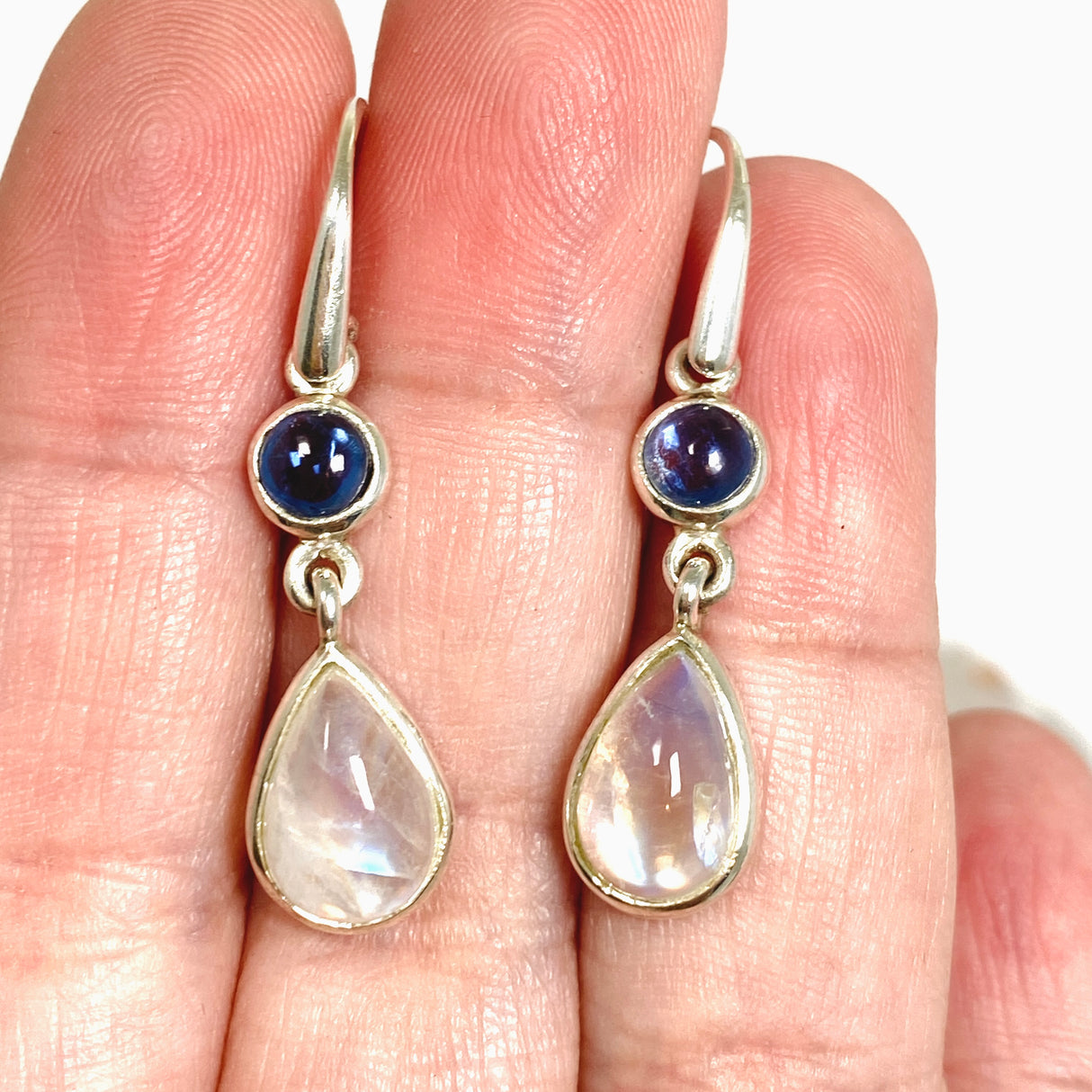 Moonstone and Kyanite Cabochon Multi-stone Earrings PEGJ343