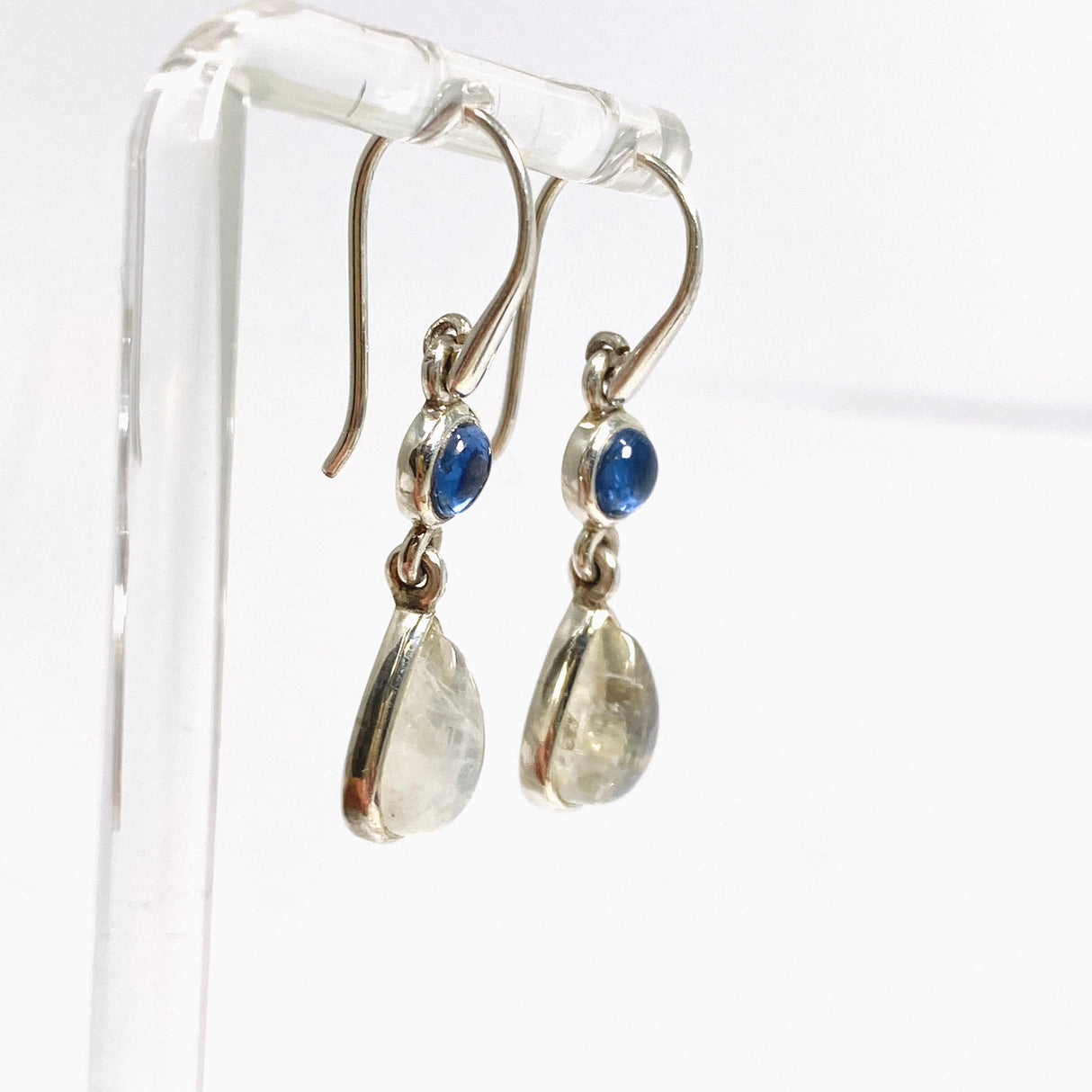 Moonstone and Kyanite Cabochon Multi-stone Earrings PEGJ343