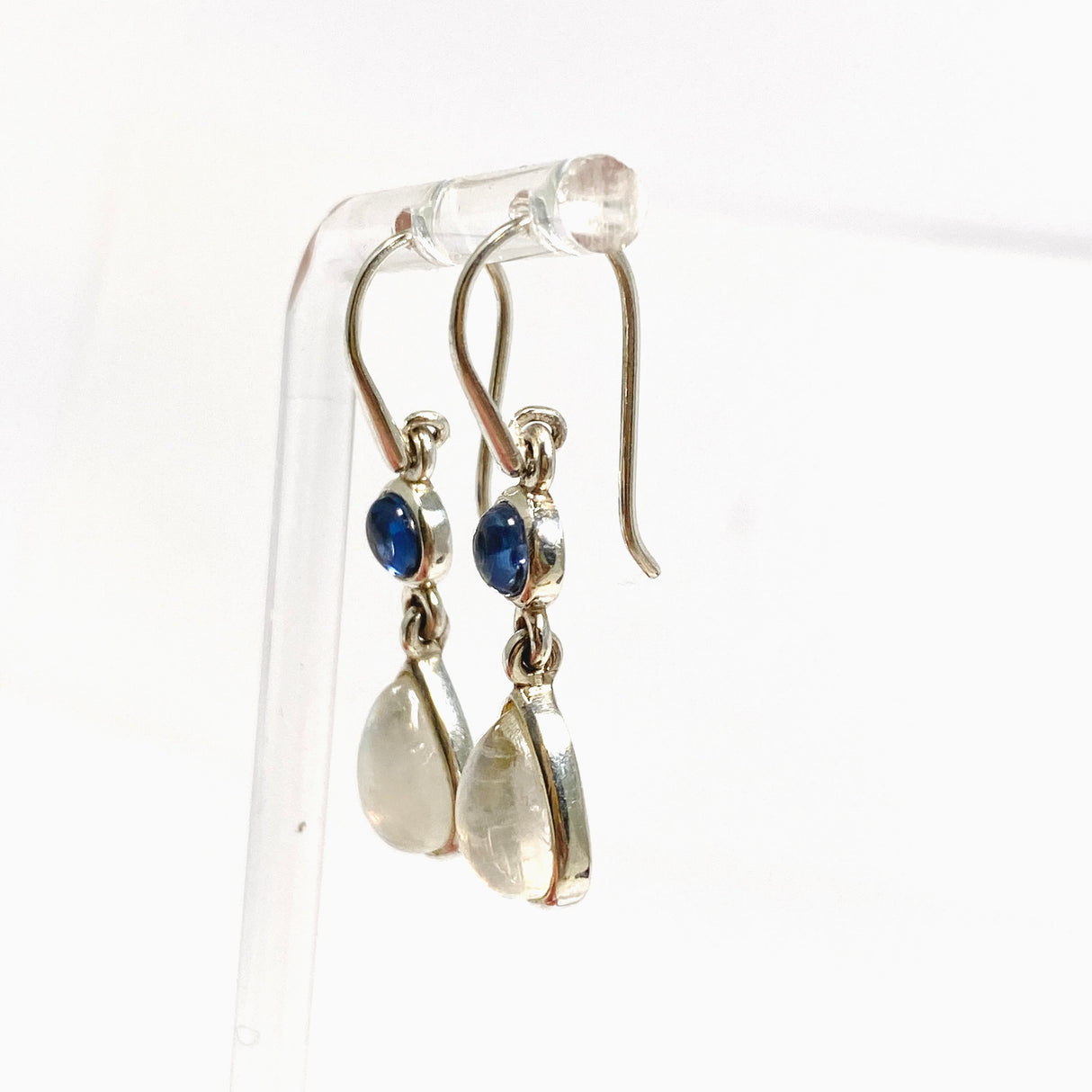 Moonstone and Kyanite Cabochon Multi-stone Earrings PEGJ343