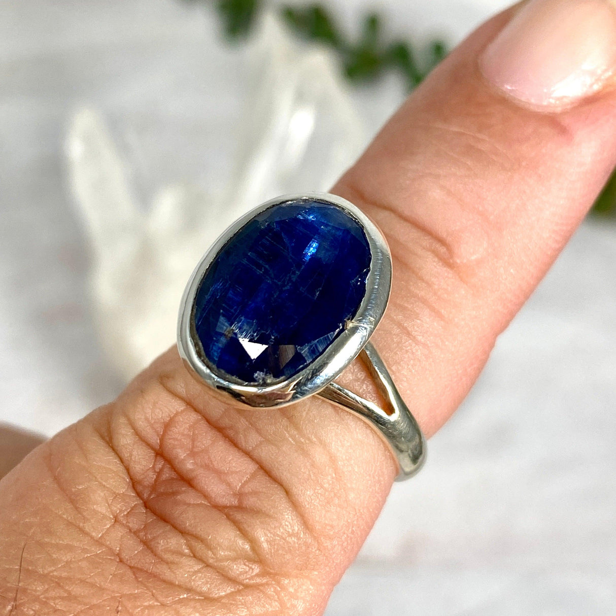 Kyanite oval faceted ring s.7 KRGJ2688 - Nature's Magick