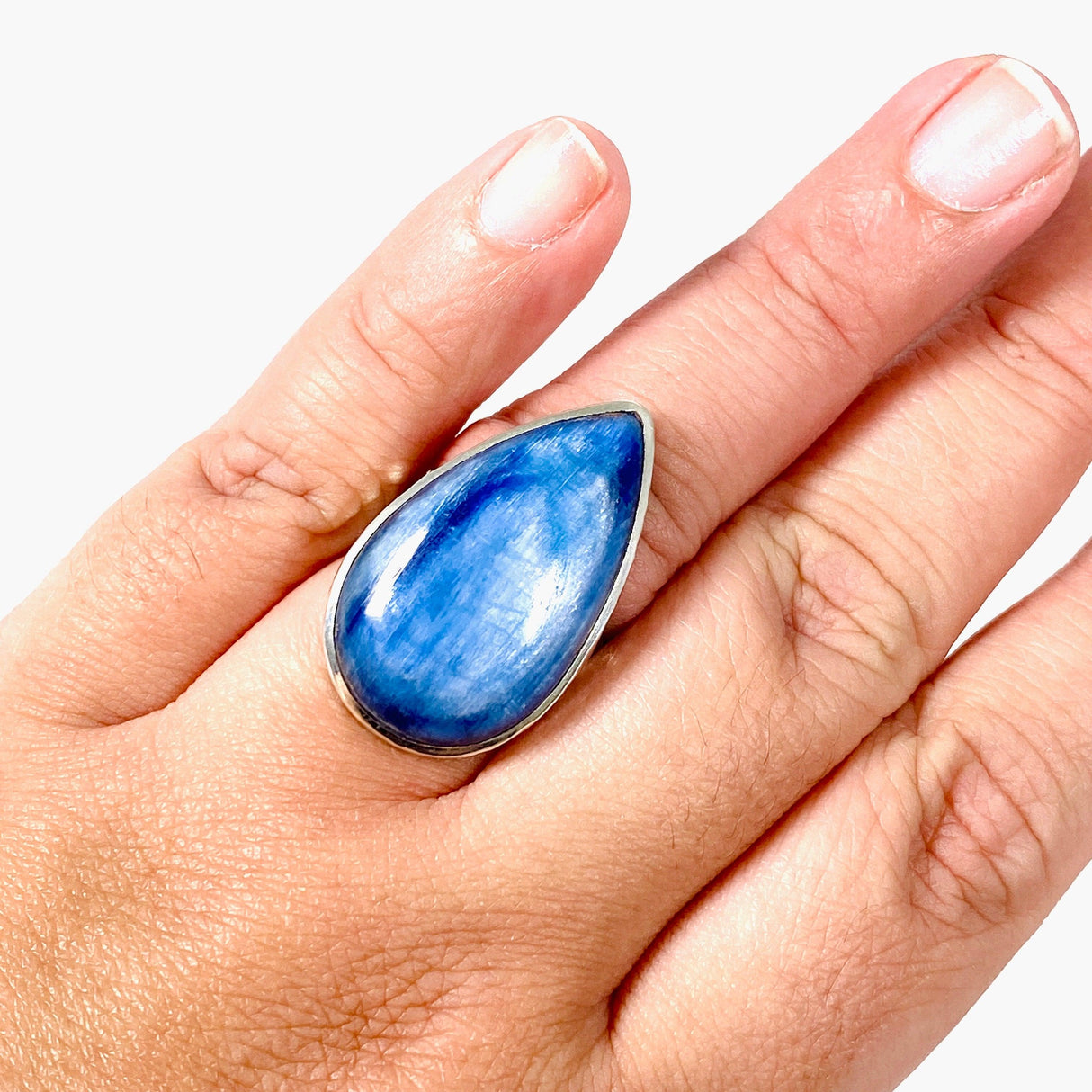 Kyanite teardrop beaten band ring s.11 KRGJ2701