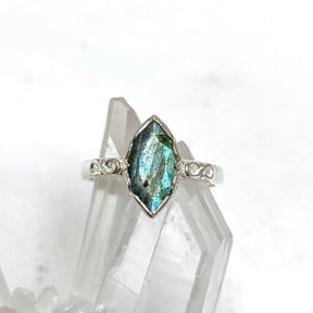 Labradorite Faceted Marquise Ring in a Decorative Setting R3726 - Nature's Magick