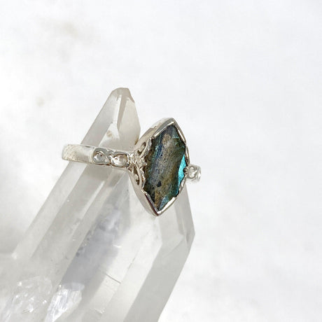 Labradorite Faceted Marquise Ring in a Decorative Setting R3726 - Nature's Magick