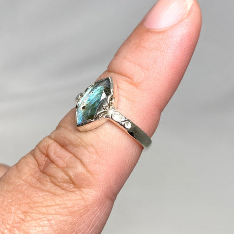 Labradorite Faceted Marquise Ring in a Decorative Setting R3726 - Nature's Magick