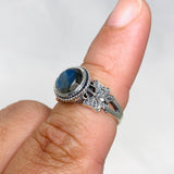 Labradorite Faceted Round Ring in a Decorative Setting R3671 - Nature's Magick