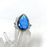 Labradorite Faceted Teardrop Ring in a Decorative Setting R3817 - Nature's Magick