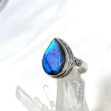 Labradorite Faceted Teardrop Ring in a Decorative Setting R3817 - Nature's Magick