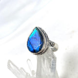 Labradorite Faceted Teardrop Ring in a Decorative Setting R3817 - Nature's Magick