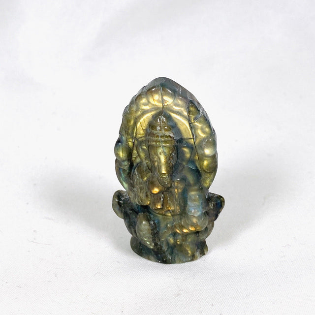 Golden labradorite Ganesha carving