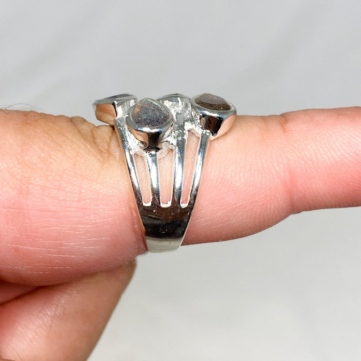 Labradorite Multi-stone Faceted Teardrop Ring R3815 - Nature's Magick