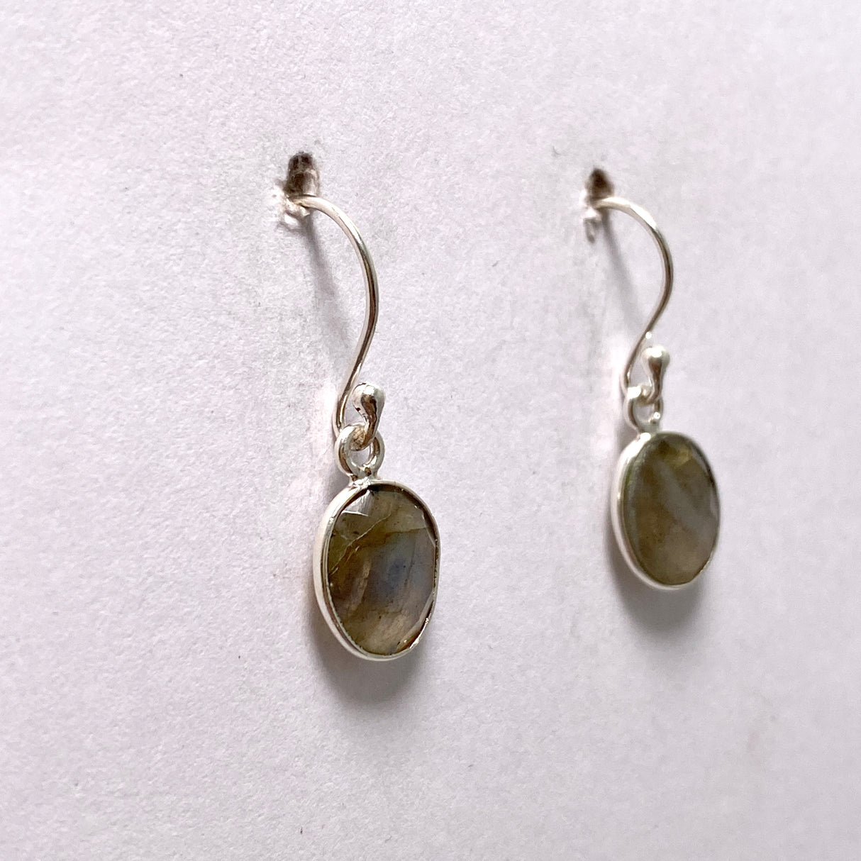 Labradorite Oval Checkerboard Faceted Earrings PEGJ273