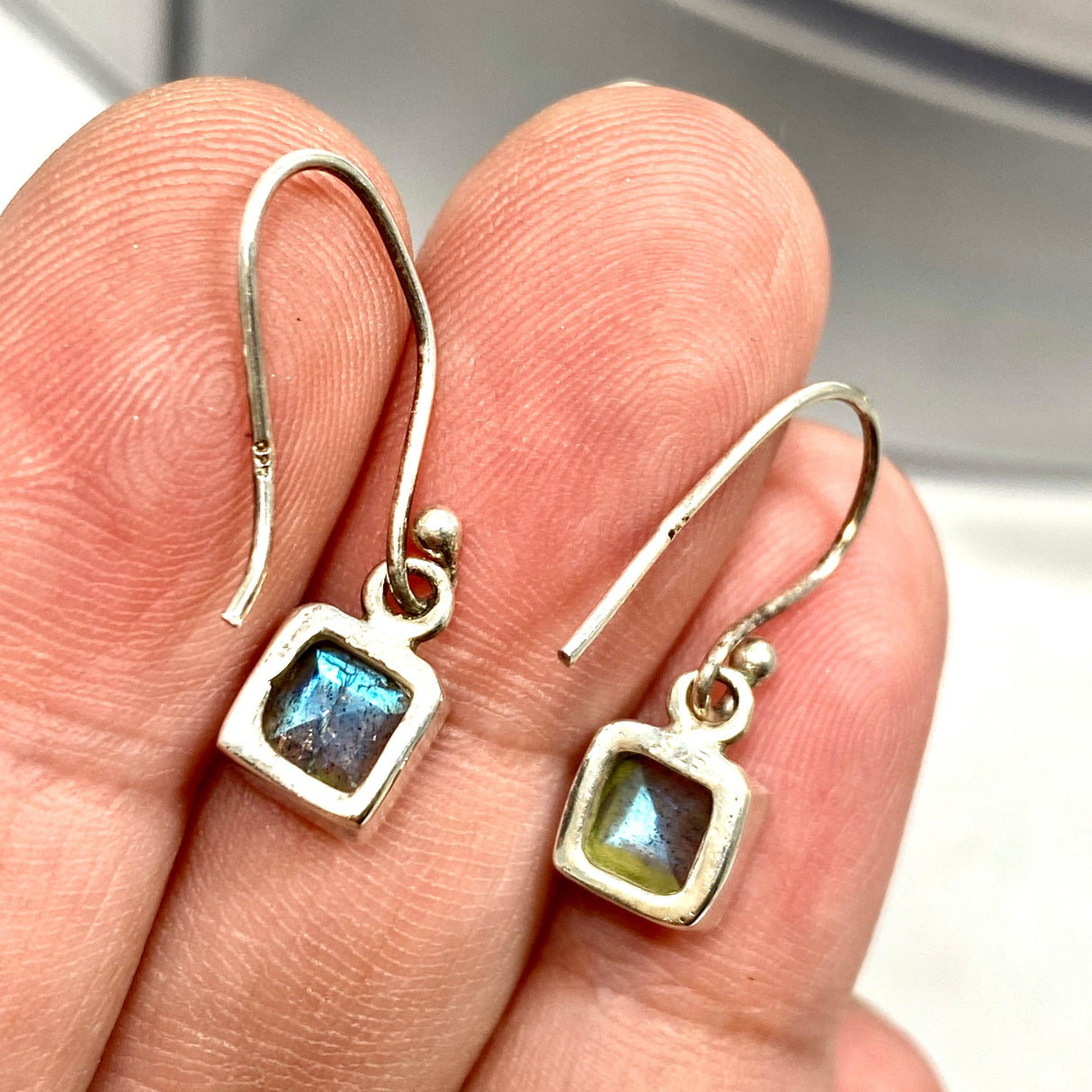Labradorite petite square faceted earrings R2363-LBS - Nature's Magick
