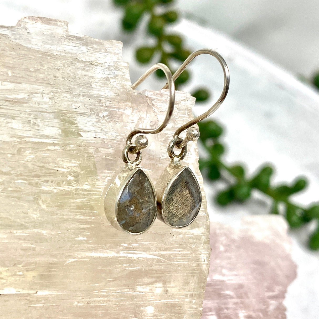 Labradorite petite teardrop faceted earrings R2363-LBD - Nature's Magick