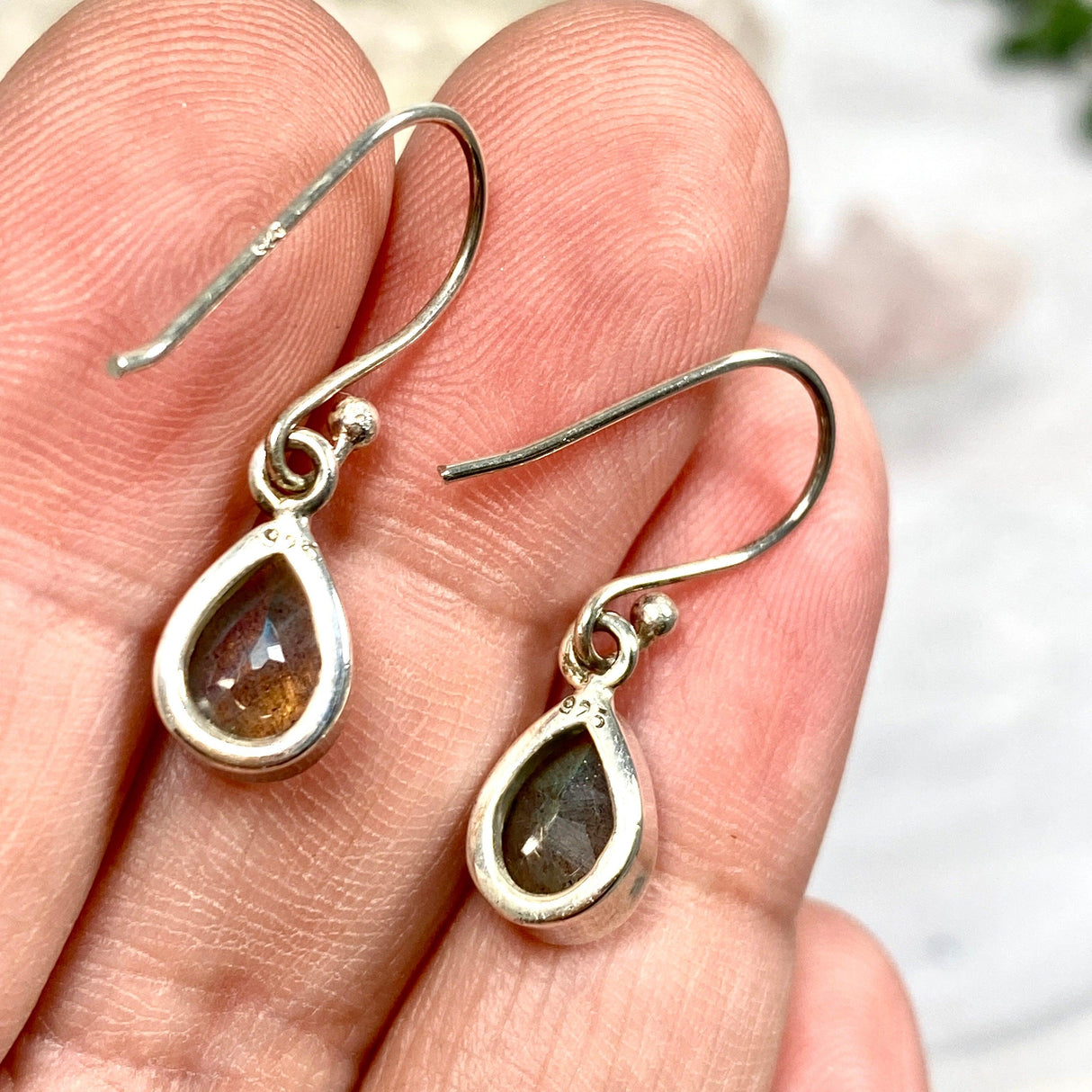 Labradorite petite teardrop faceted earrings R2363-LBD - Nature's Magick