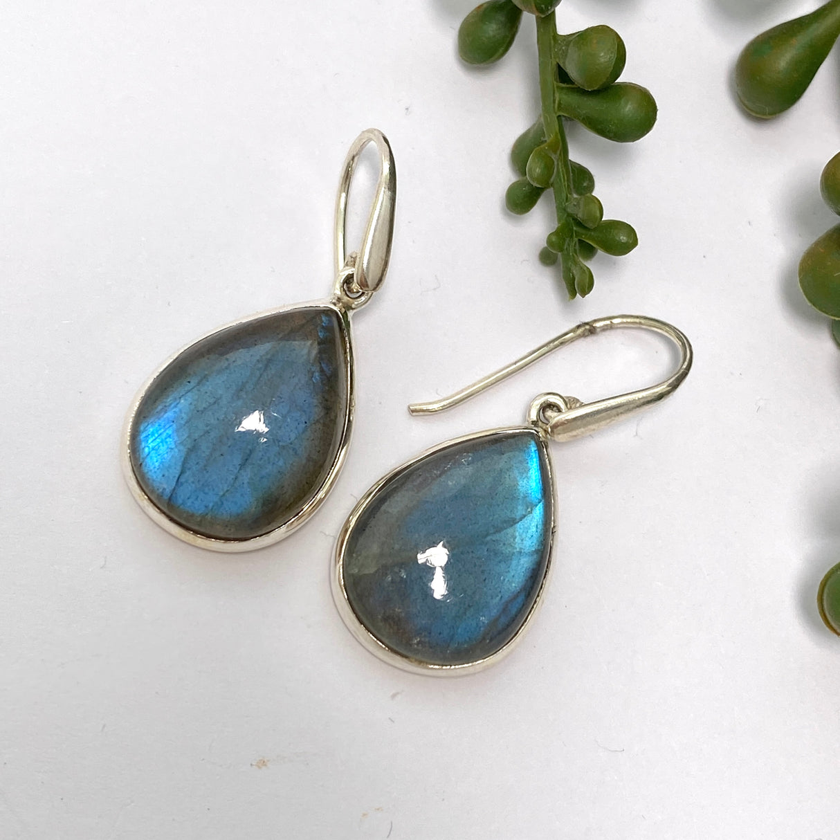 Labradorite Teardrop Cabochon Earrings PEGJ269