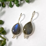 Labradorite Teardrop Cabochon Fixed Hook Earrings PEGJ271