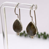 Labradorite Teardrop Cabochon Fixed Hook Earrings PEGJ271