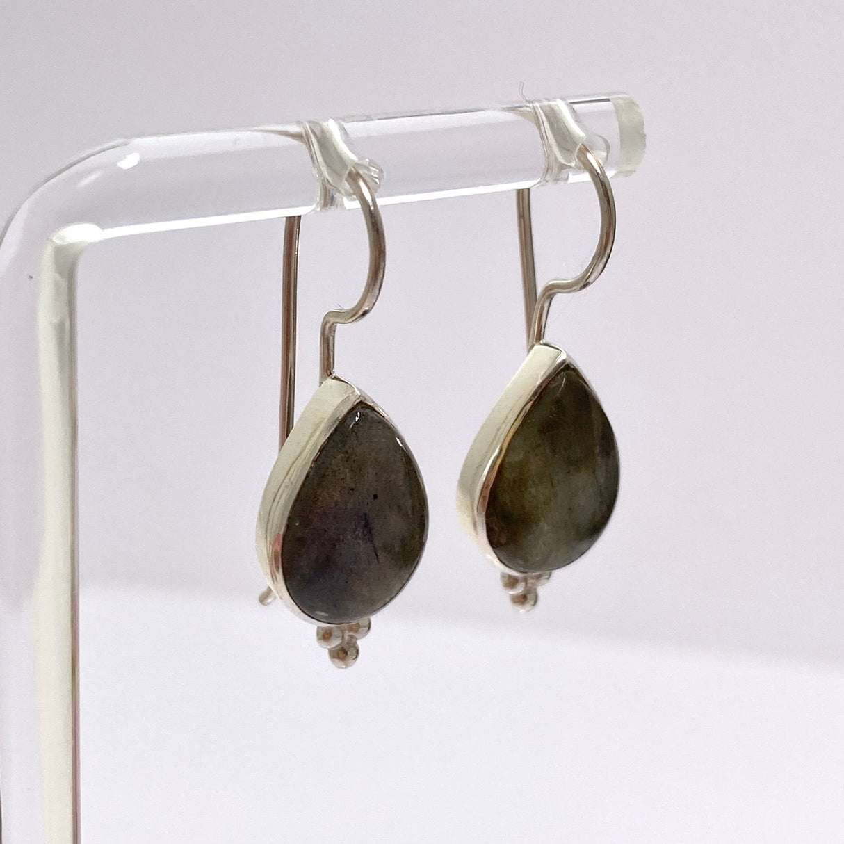 Labradorite Teardrop Cabochon Fixed Hook Earrings PEGJ271