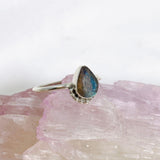 Labradorite Teardrop Faceted fine band ring R3800-LB - Nature's Magick
