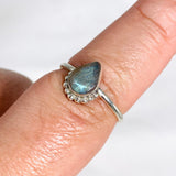 Labradorite Teardrop Faceted fine band ring R3800-LB - Nature's Magick