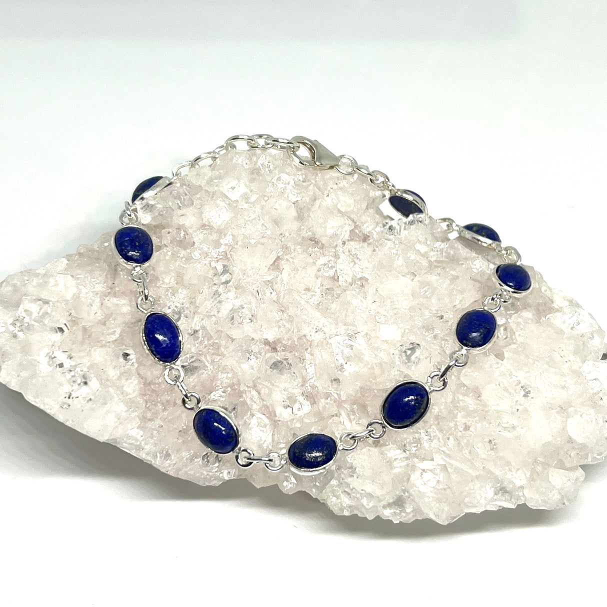 Lapis Lazuli cabochon in 925 silver bezel setting bracelet PBGJ013