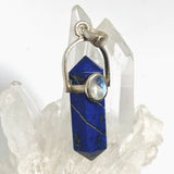 Lapis Lazuli Double Point Pendant with Moonstone Accent Stone PPGJ1231