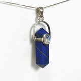 Lapis Lazuli Double Point Pendant with Moonstone Accent Stone PPGJ1231