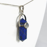 Lapis Lazuli Double Point Pendant with Moonstone Accent Stone PPGJ1231