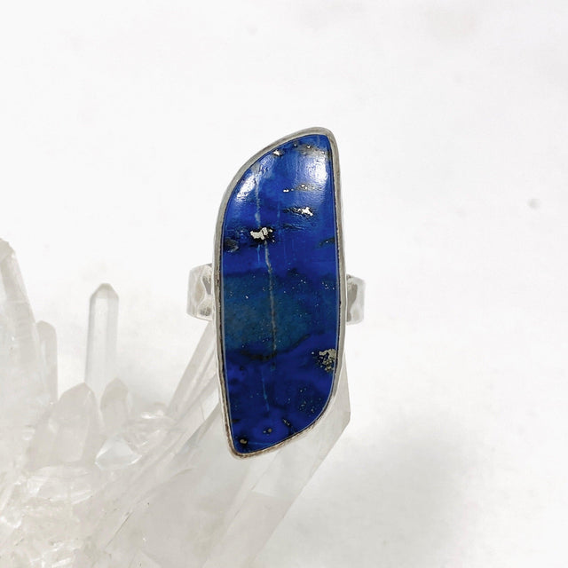 Lapis Lazuli Freeform Hammered Band Ring Size 8 KRGJ2162 - Nature's Magick