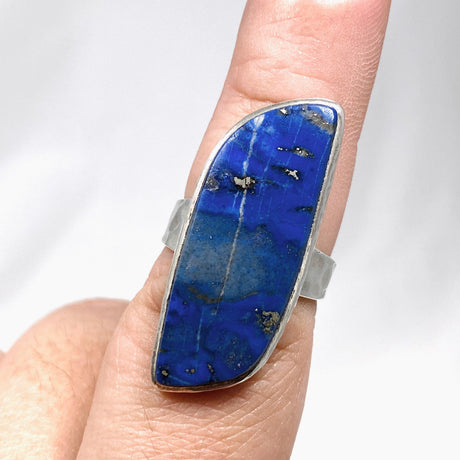 Lapis Lazuli Freeform Hammered Band Ring Size 8 KRGJ2162 - Nature's Magick