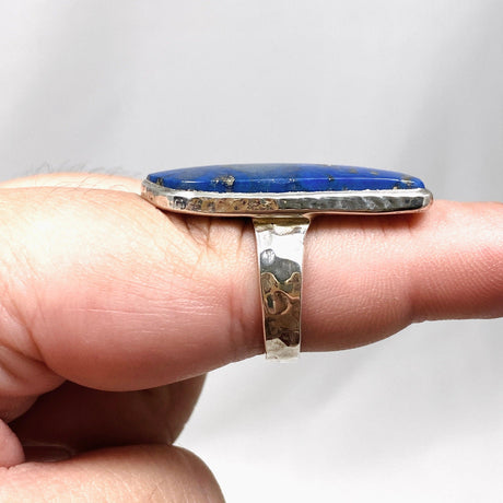 Lapis Lazuli Freeform Hammered Band Ring Size 8 KRGJ2162 - Nature's Magick